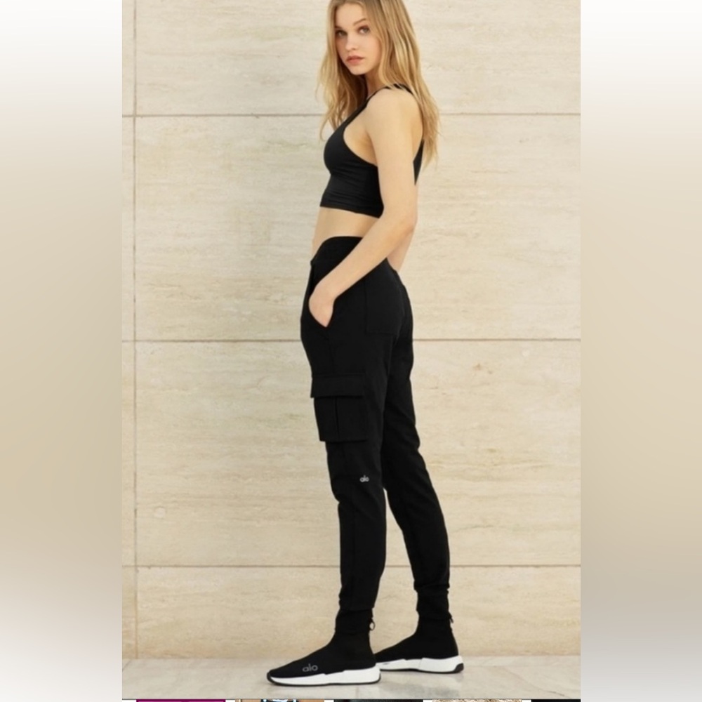 ALO Yoga Black Modal Blend Cargo Pocket Pants sz Medium